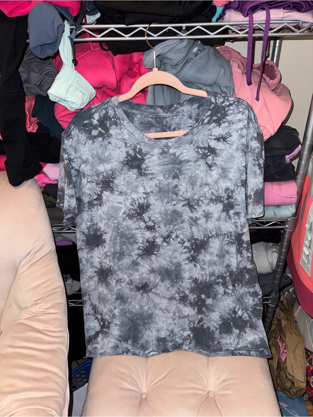 Lululemon All Yours Pima Cotton Gray Black Tie-Dye Short Sleeve Tee -14/16